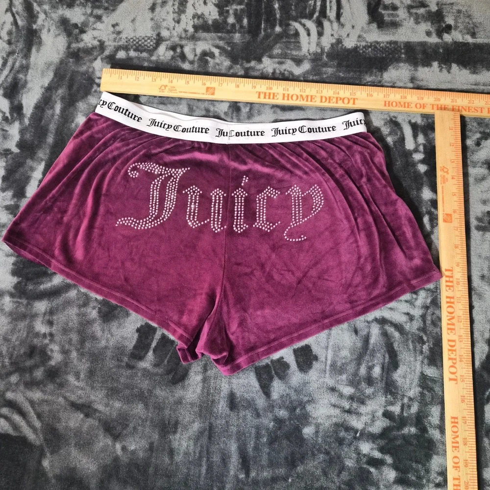 Juicy Couture Velour Sleep Shorts XL Plum Purple Rhinestone Logo Y2K Lounge